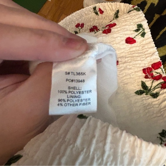 English Factory sz M Cherry Print voluminous Mini Skirt Smocked Tiered - Picture 7 of 9